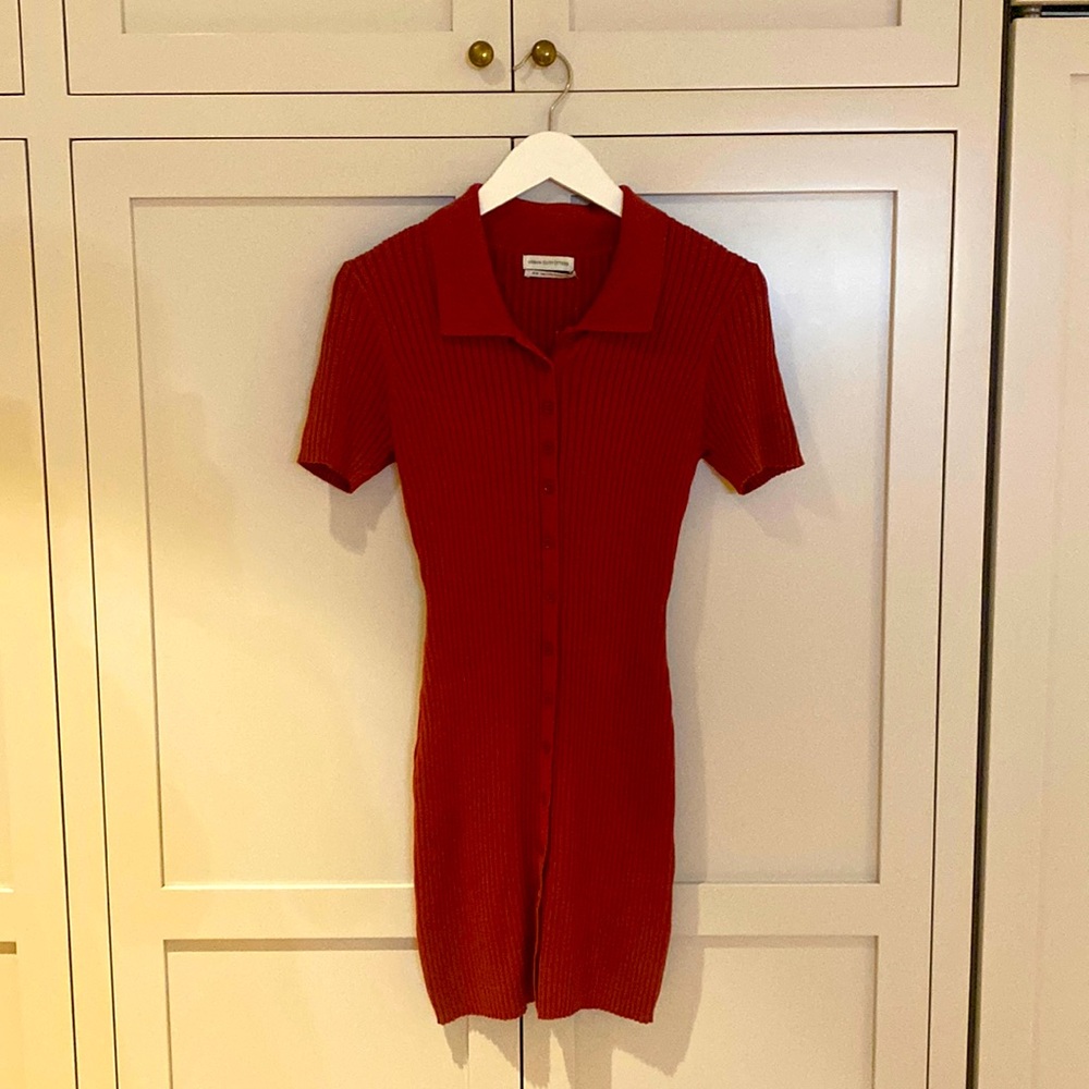 Urban Outfitters terra cotta ribbed sweater dress with collar Size M